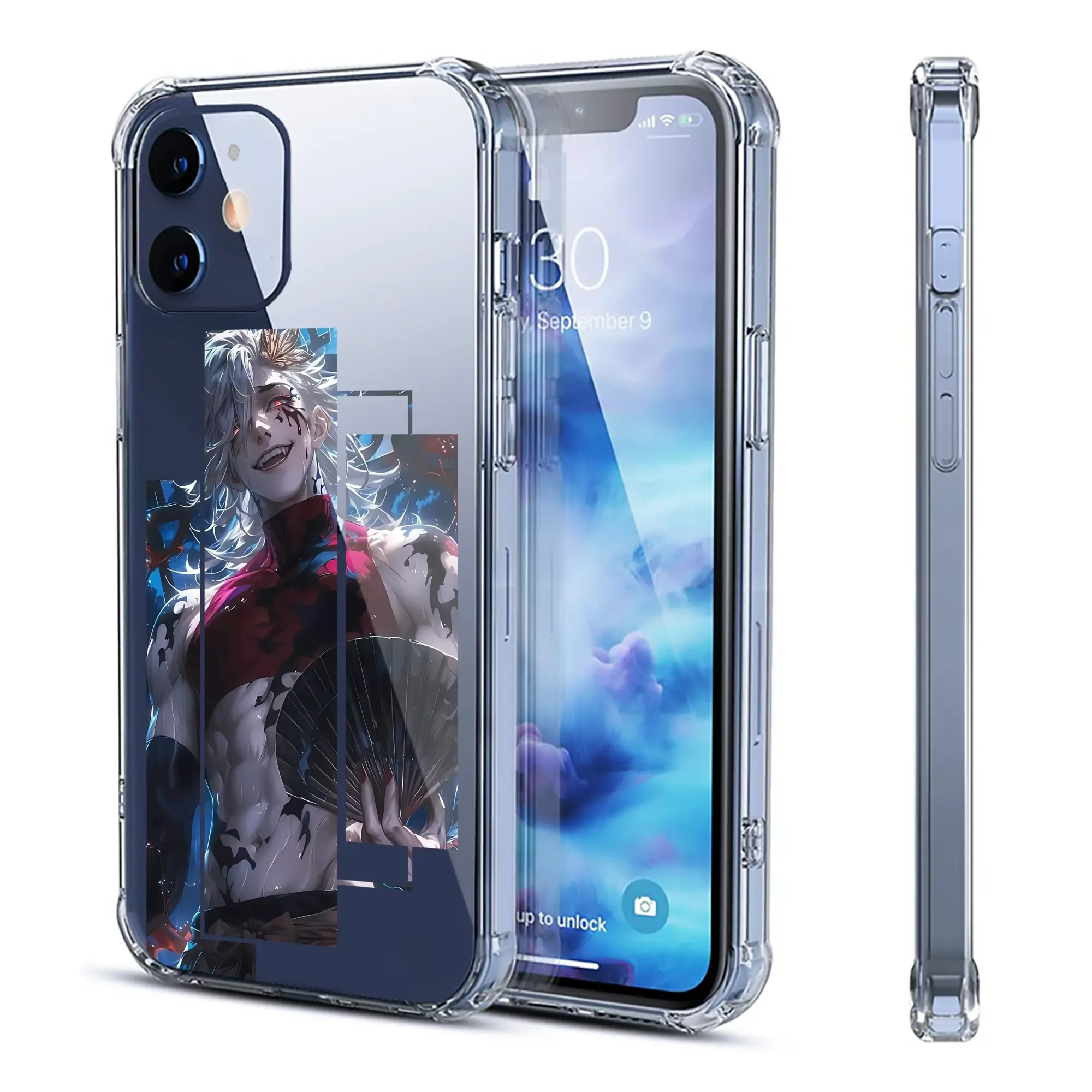 鬼滅の刃 グッズ,童磨 - IPhone 12シリーズ対応 ・ 透明スマホケース ・ クリアソフトケース ・ TPU素材 ・ 耐衝撃 ・ 高密着 ・ 防汚 防指紋 ・ 簡単着脱